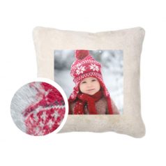 Fehér egyedi fényképes plüss párna belsővel