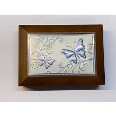 Gravírozható ékszertartó fadoboz pillangó mintával