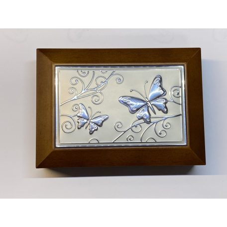 Gravírozható ékszertartó fadoboz pillangó mintával